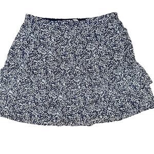 J Crew Navy and White Floral A Line Skirt XL